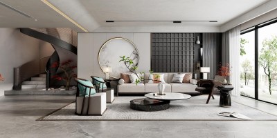 新中式客餐厅3D模型下载